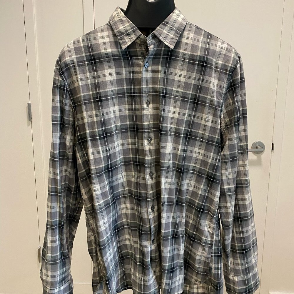 John Varvatos Blue Plaid Buttondown